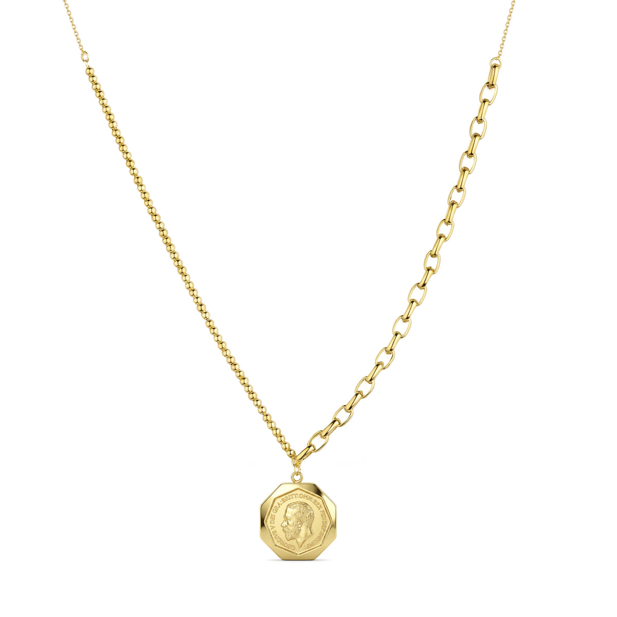 18K Gold Octagonal Coin Necklace
