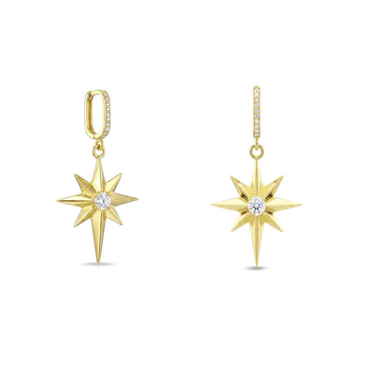 18K Gold Celestial Sparkle Star Earrings
