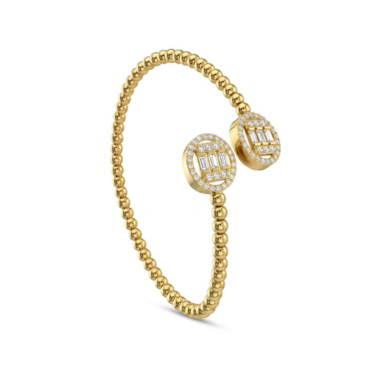 18K Gold Geometric Square-in-Oval Bangle