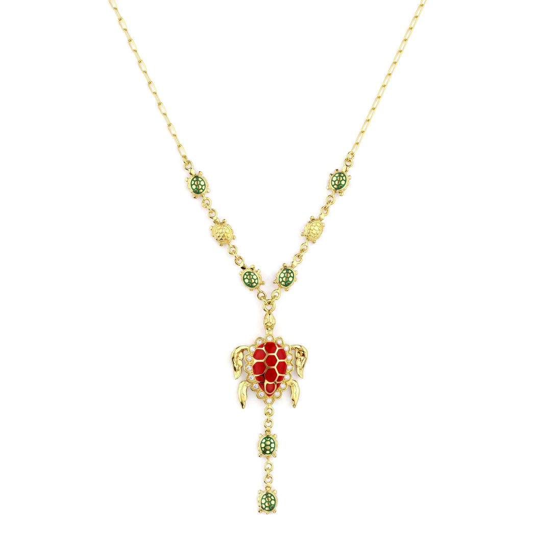 18K Gold Ocean Turtle Pendant Necklace