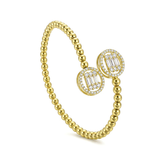 18K Gold Geometric Square-in-Circle Bangle