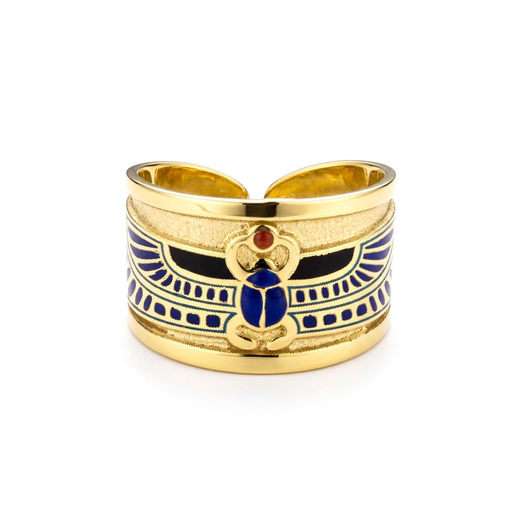 18K Solid Gold Egyptian Winged Scarab RING
