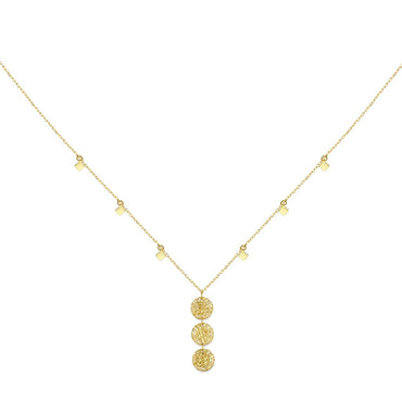 18K Gold Square Charm and Textured Disc Matching Set