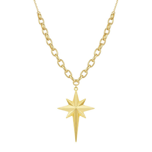 18K Gold North Star Pendant Chain