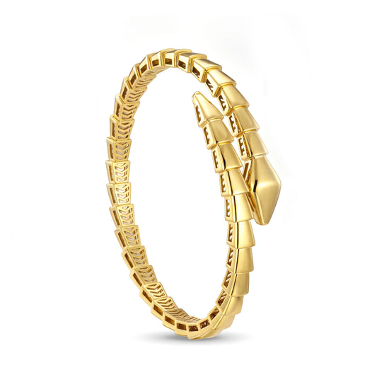18K Serpentine Gold Coil Bangle