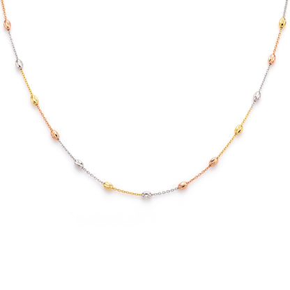 18K Tri-Color Gold Beads Necklace