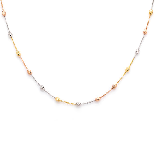 18K Tri-Color Gold Beads Necklace