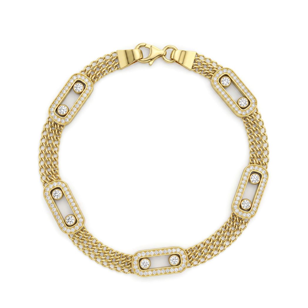 18K Gold Sparkling Geometric Link Bracelet