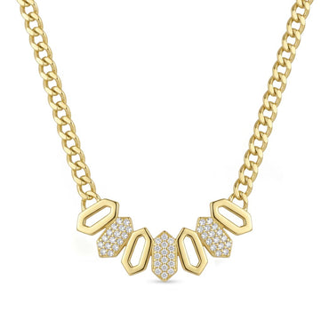 18K Gold Geometric Curb Chain Jewelry Set
