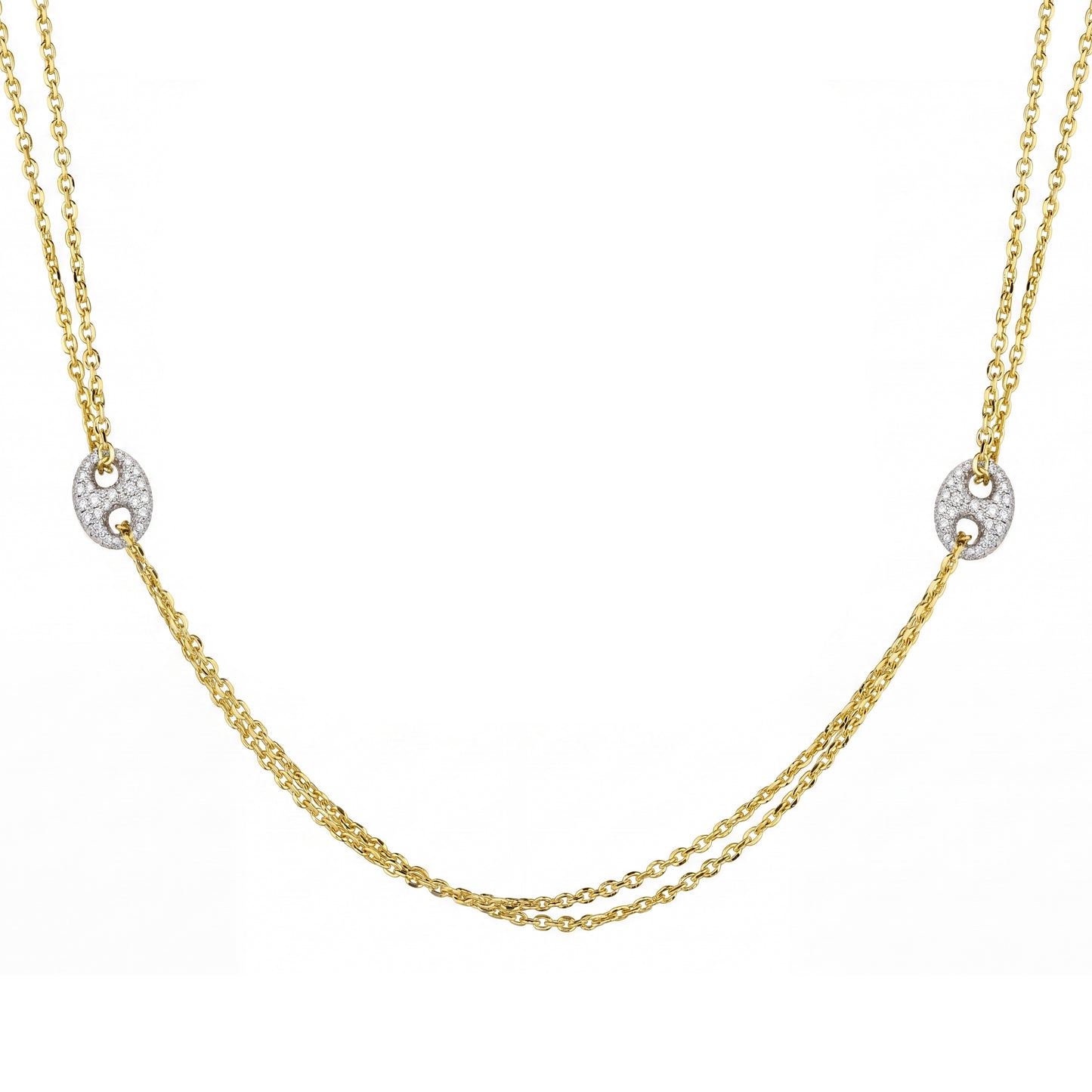 18K Gold Two-Tone Link Necklace