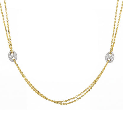 18K Gold Two-Tone Link Necklace