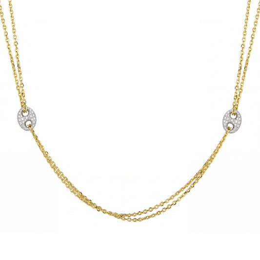 18K Gold Two-Tone Link Necklace