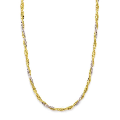 18K Gold Two-Tone Braided Chain Necklace