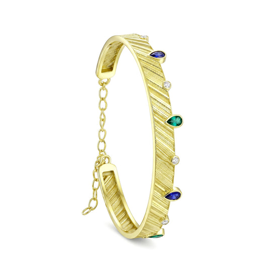 18K Gold Bangle with Teardrop Zircon