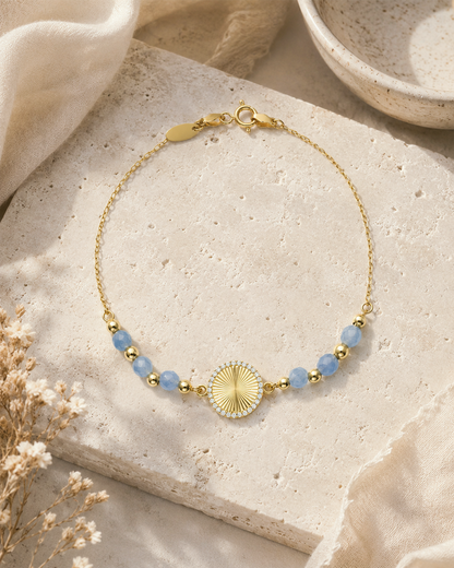 18K gold Celestial Sunburst Stone Bracelet