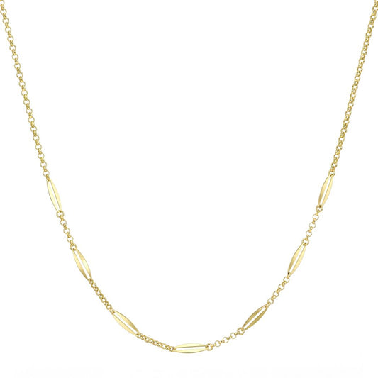 18K Gold Sleek Rectangular Station Necklace