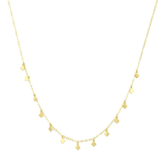 18K Gold Square Dangle Necklace