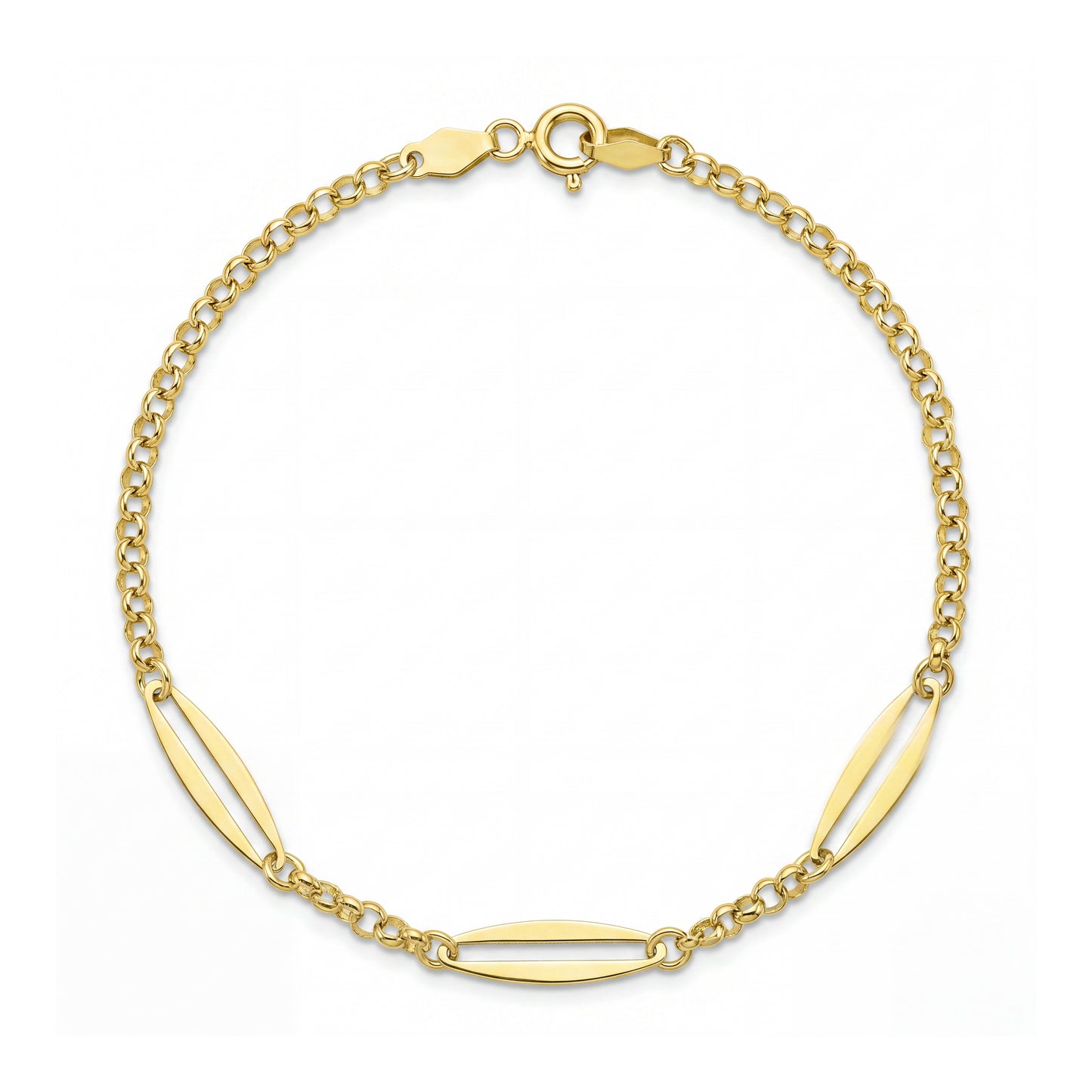 18K Gold Open Navette Stations Bracelet