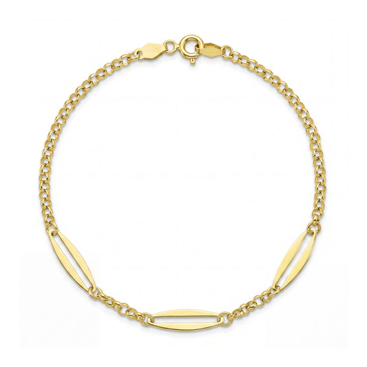 18K Gold Open Navette Stations Bracelet
