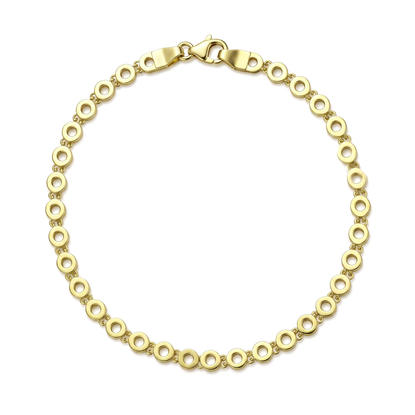 18K Gold Beaded Link Chain Bracelet