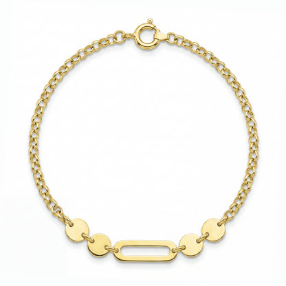 18K Gold Disc and Geometric Link Bracelet