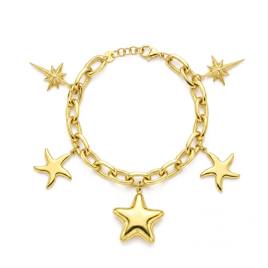 18K Gold Coastal Star Charm Bracelet
