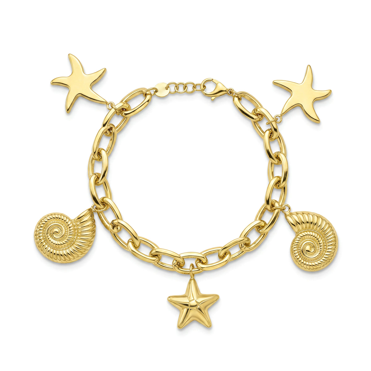 18K Gold Summer Beach Charm Bracelet