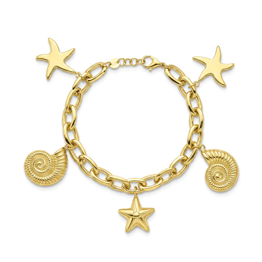 18K Gold Summer Beach Charm Bracelet