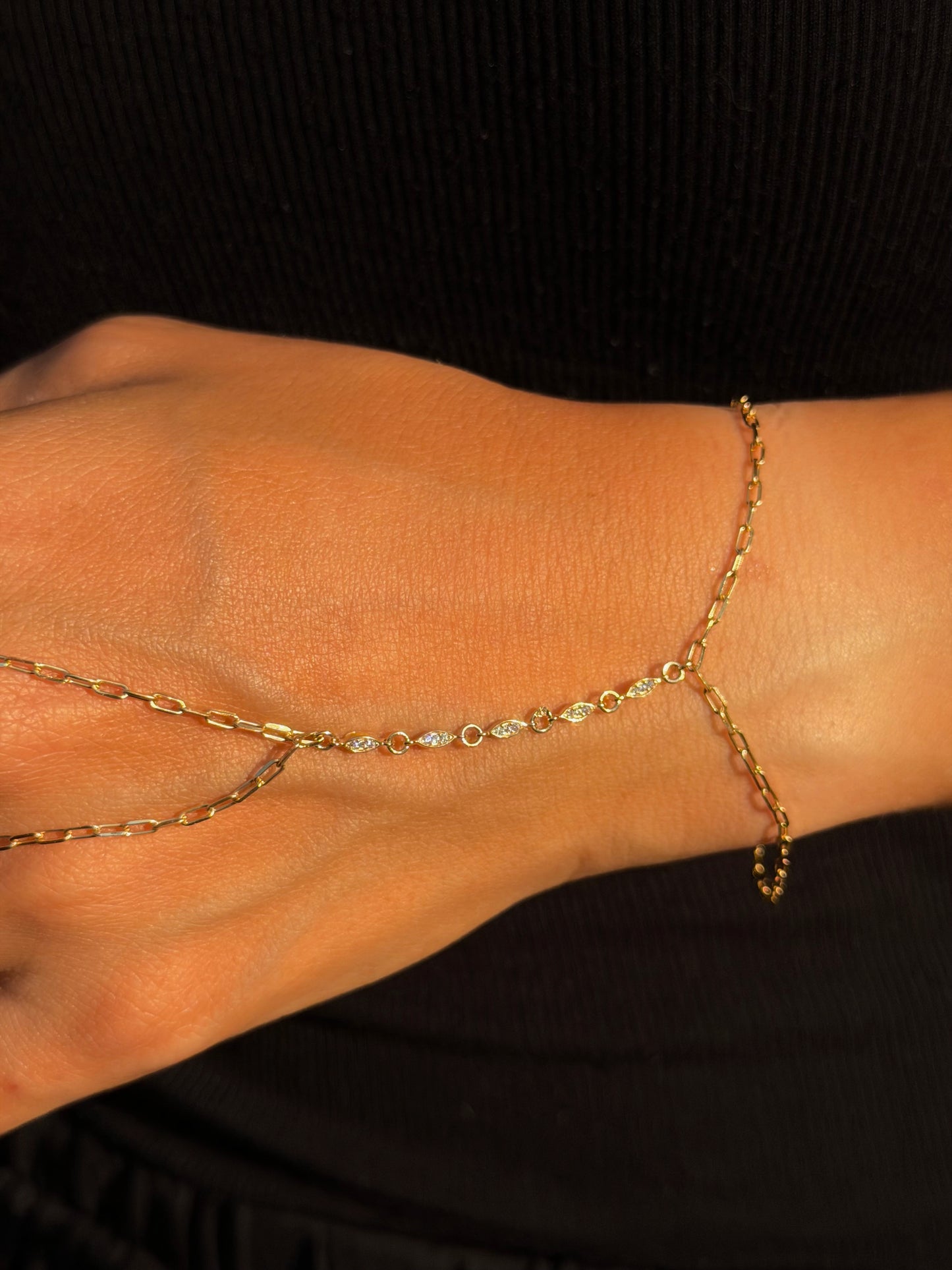 18K Gold Minimalist Zircon Hand Chain