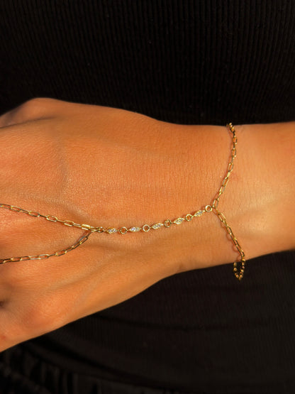 18K Gold Minimalist Zircon Hand Chain
