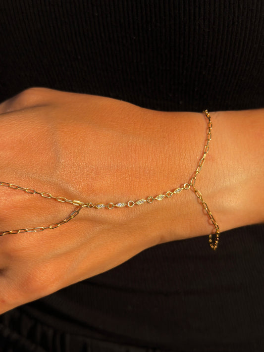 18K Gold Minimalist Zircon Hand Chain