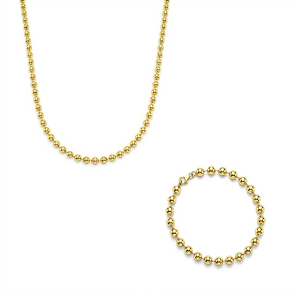 18K Gold Delicate Bead Chain half set.