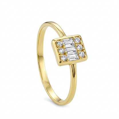 18K Gold Geometric Baguette Zircon Jewelry Set