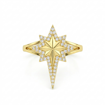 18K Gold Radiant North Star Jewelry Set