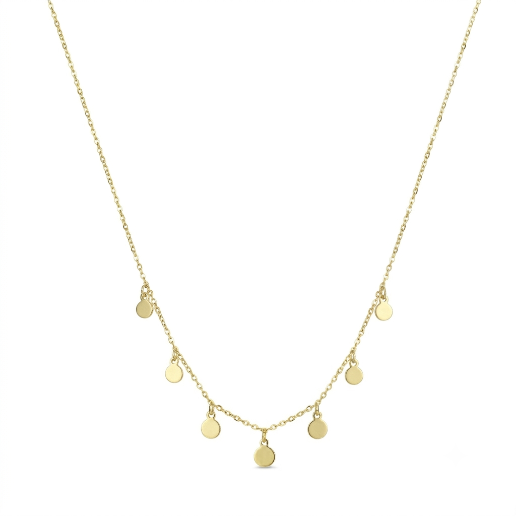 18K Solid Gold Multi-Disc Necklace