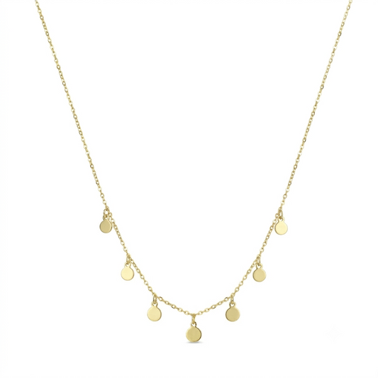 18K Solid Gold Multi-Disc Necklace