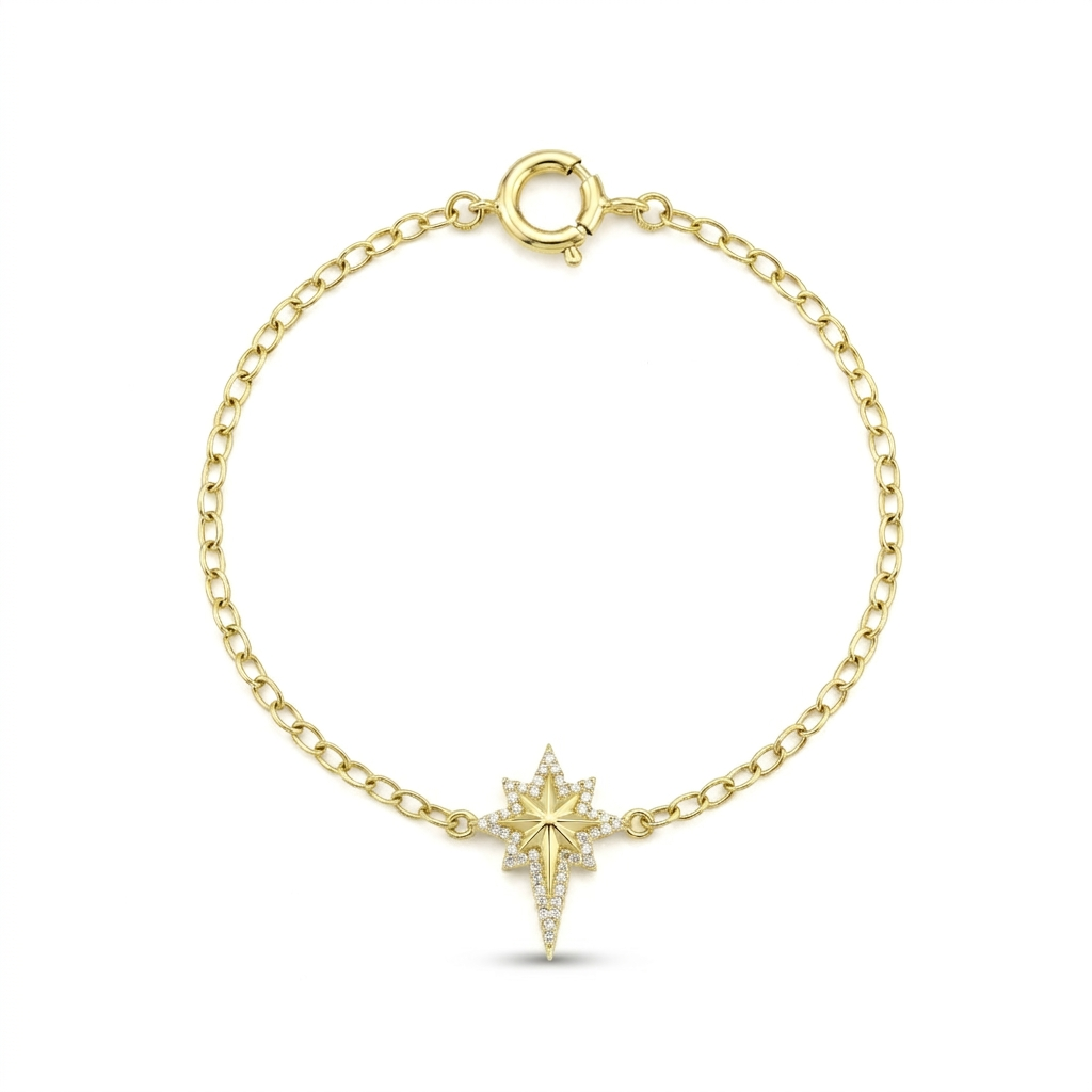 18K Gold Radiant North Star Jewelry Set