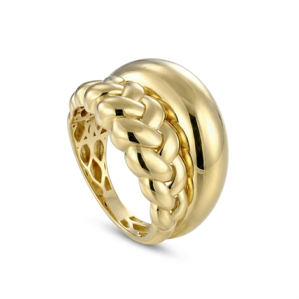 18k Gold Braided Statement Ring