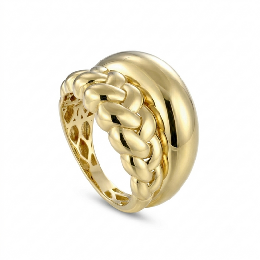 18k Gold Braided Statement Ring