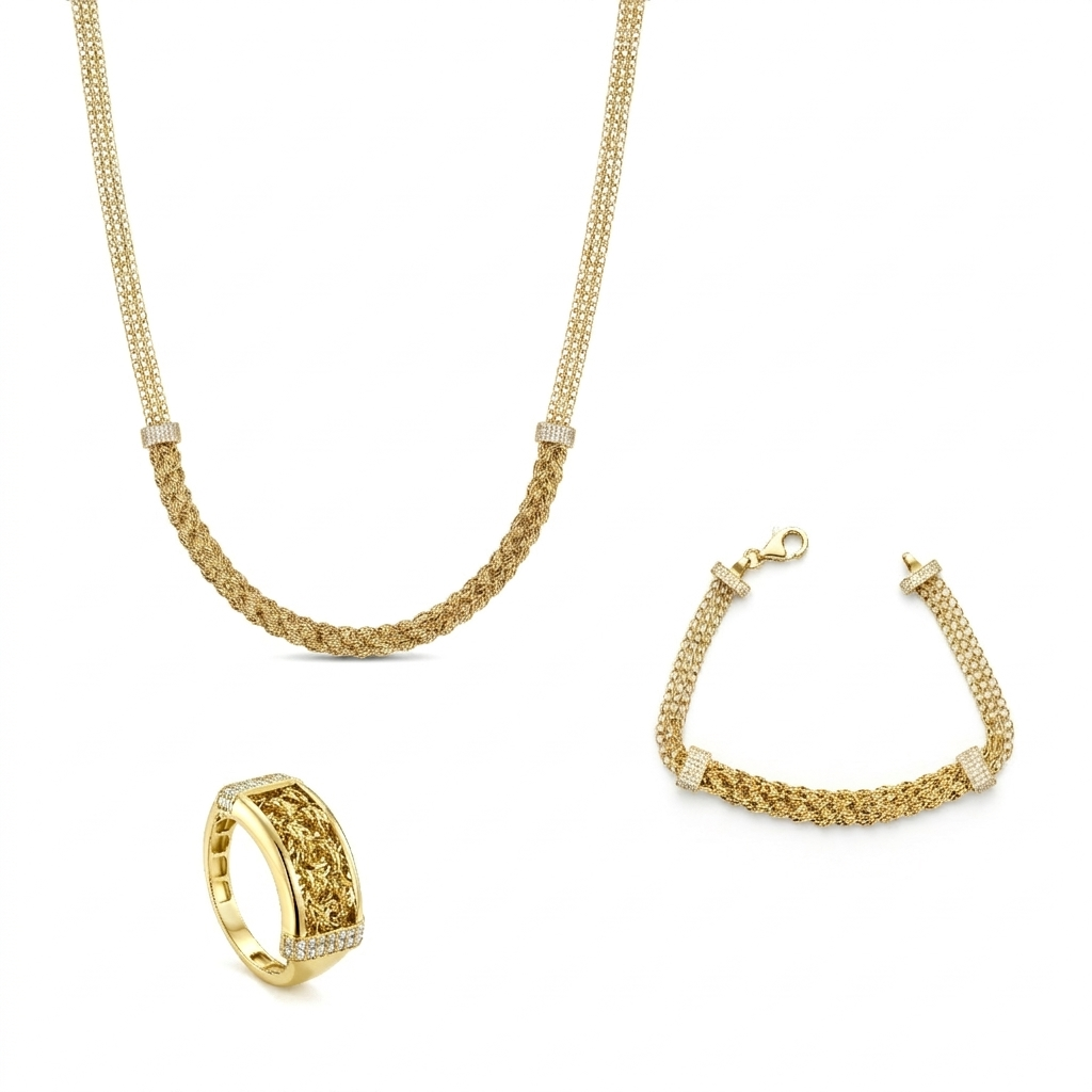 18K Gold Shimmering Mesh Collection
