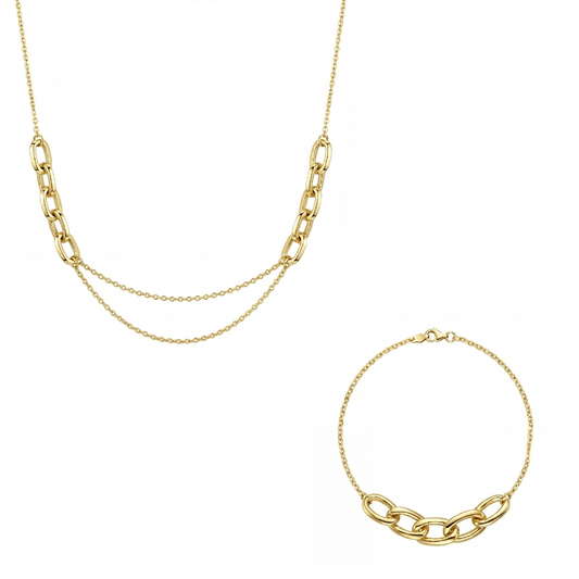 18K Gold Layered Gourmette Half Set