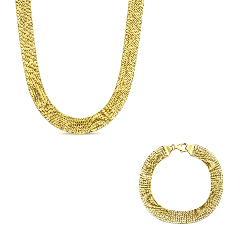 18K Gold  Radiant Mesh Statement half Set.