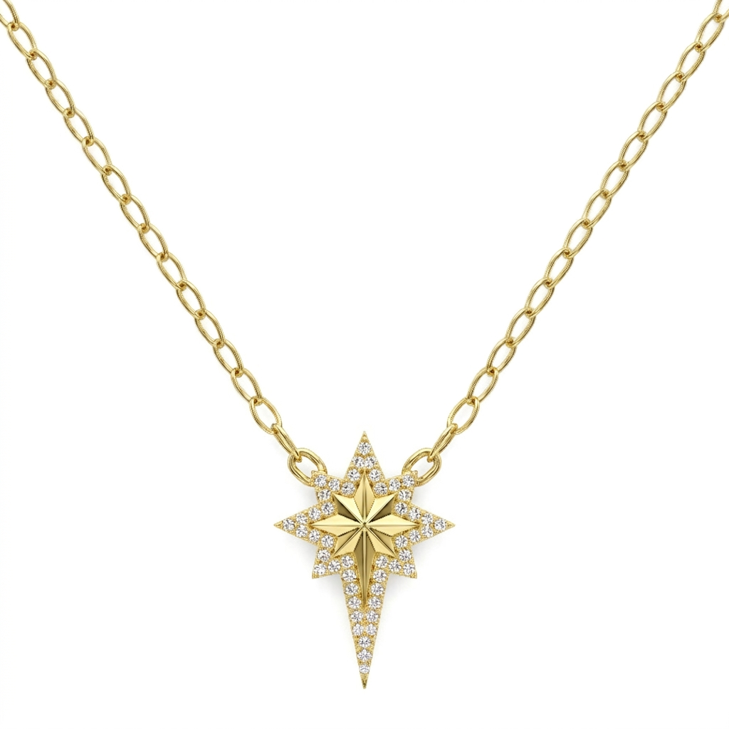 18K Gold Radiant North Star Jewelry Set