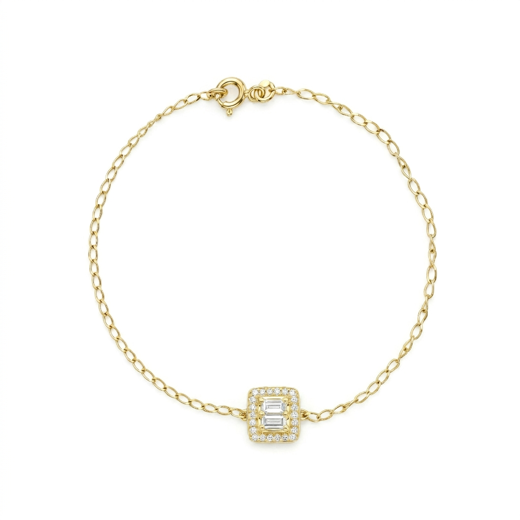 18K Gold Geometric Baguette Zircon Jewelry Set