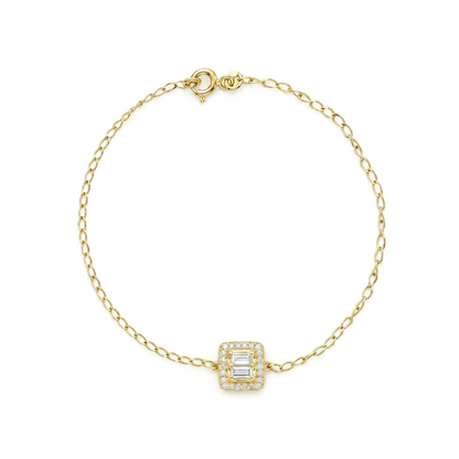 18K Gold Geometric Baguette Zircon Jewelry Set