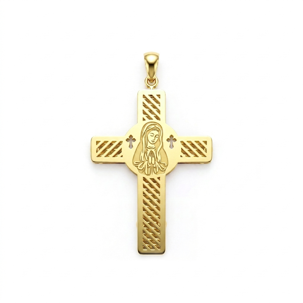 18K Gold Elegant Religious Cross Pendant