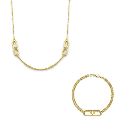 18K Gold Modern Interlocking Link Half Set