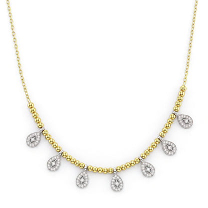 18K Two-Tone Gold Teardrop Necklace