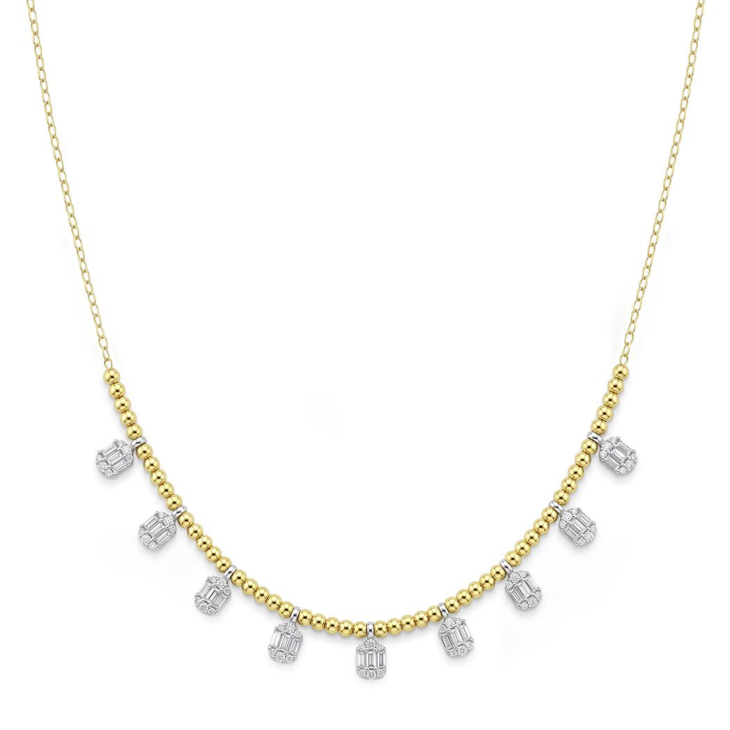 18K Two-Tone Gold Baguette Necklace