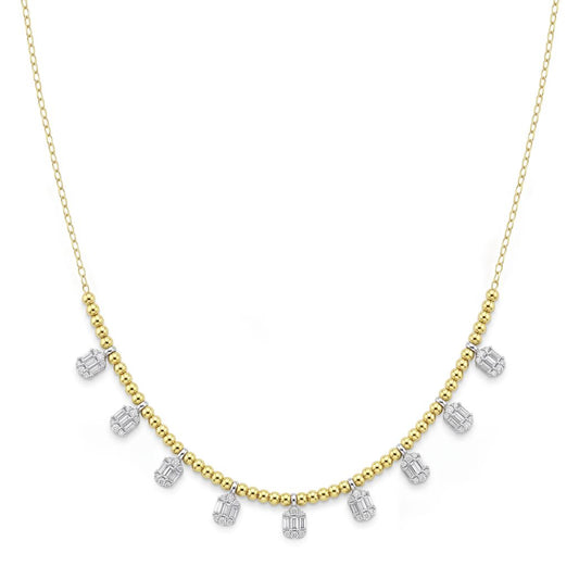 18K Two-Tone Gold Baguette Necklace